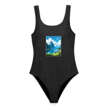 Milford Sound Neuseeland Vintage Reiseposter - Frauen Badeanzug - Schwarz - Vorne - AI Model Female 172 light (172cm)