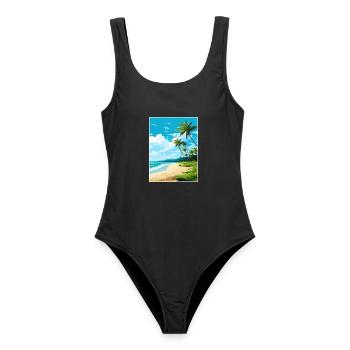 Palm Cove Beach Australien Vintage Reiseposter - Frauen Badeanzug - Schwarz - Vorne - AI Model Female 172 light (172cm)
