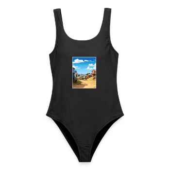 Sovereign Hills Australien Vintage Reiseposter - Frauen Badeanzug - Schwarz - Vorne - AI Model Female 172 light (172cm)