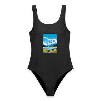 Mount Cook Nationalpark Neuseeland Reiseposter - Frauen Badeanzug - Schwarz - Vorne - AI Model Female 172 light (172cm)