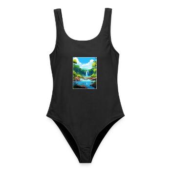 Daintree Regenwald Australien Deko Reiseposter - Frauen Badeanzug - Schwarz - Vorne - AI Model Female 172 light (172cm)