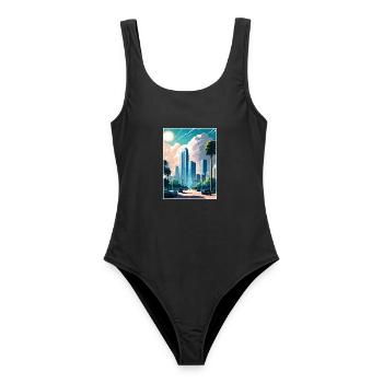 Houston Texas Vintage Reiseposter WPA Souvenir - Frauen Badeanzug - Schwarz - Vorne - AI Model Female 172 light (172cm)