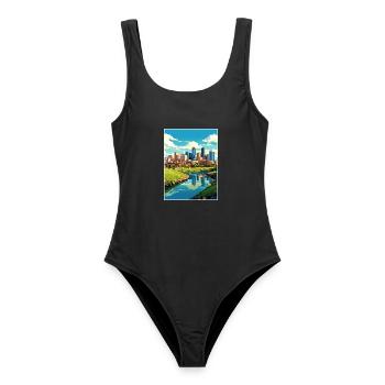 Denver Colorado Vintage Reiseposter WPA Souvenir - Frauen Badeanzug - Schwarz - Vorne - AI Model Female 172 light (172cm)