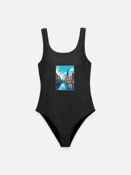 Chicago Illinois Vintage Reiseposter Souvenir - Frauen Badeanzug - Schwarz