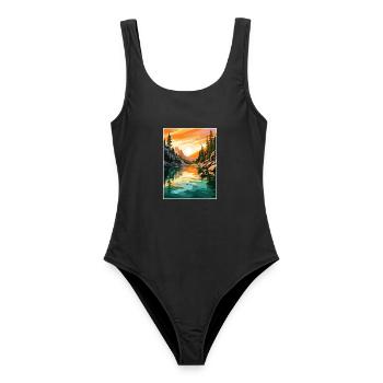 Lake Tahoe Nevada Vintage Reiseposter Souvenir - Frauen Badeanzug - Schwarz - Vorne - AI Model Female 172 light (172cm)