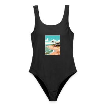 Crystal Beach Texas Vintage Reiseposter Souvenir - Frauen Badeanzug - Schwarz - Vorne - AI Model Female 172 light (172cm)