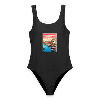 San Diego, Kalifornien, Vintage-Reiseposter, WPA-Kunst - Frauen Badeanzug - Schwarz - Vorne - AI Model Female 172 light (172cm)