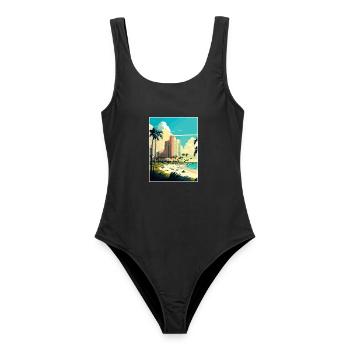 Marco Island Florida Vintage Reiseposter WPA Kunst - Frauen Badeanzug - Schwarz - Vorne - AI Model Female 172 light (172cm)