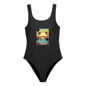 San Diego, Kalifornien, Vintage-Reiseposter, WPA-Kunst - Frauen Badeanzug - Schwarz - Vorne - AI Model Female 172 light (172cm)