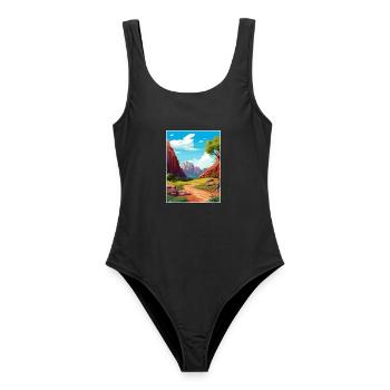 Zion National Park Utah Vintage Reiseposter WPA - Frauen Badeanzug - Schwarz - Vorne - AI Model Female 172 light (172cm)