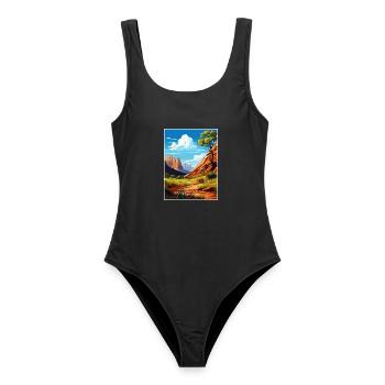 Zion National Park Utah Vintage Reiseposter WPA - Frauen Badeanzug - Schwarz - Vorne - AI Model Female 172 light (172cm)