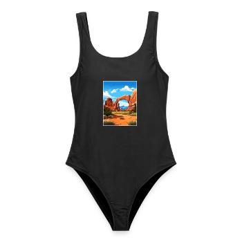 Arches National Park Utah Vintage Reiseposter - Frauen Badeanzug - Schwarz - Vorne - AI Model Female 172 light (172cm)