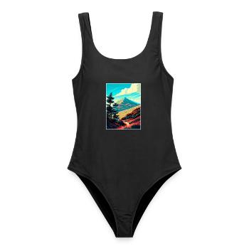 Mount Tamalpais Kalifornien Vintage Reiseposter - Frauen Badeanzug - Schwarz - Vorne - AI Model Female 172 light (172cm)