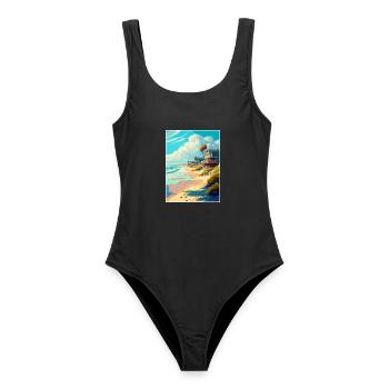 Salt Creek Beach Kalifornien Vintage Reiseposter - Frauen Badeanzug - Schwarz - Vorne - AI Model Female 172 light (172cm)