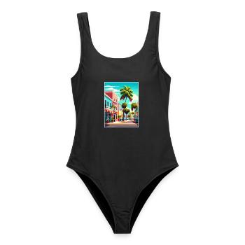 Port St Lucie Beach Florida Vintage Reiseposter - Frauen Badeanzug - Schwarz - Vorne - AI Model Female 172 light (172cm)