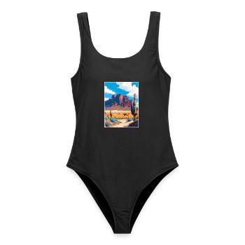 Superstition Mountains Arizona Reiseposter - Frauen Badeanzug - Schwarz - Vorne - AI Model Female 172 light (172cm)