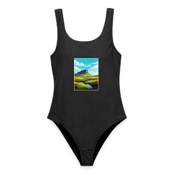 Ben Bulben Irland Vintage Reiseposter Souvenir - Frauen Badeanzug - Schwarz - Vorne - AI Model Female 172 light (172cm)