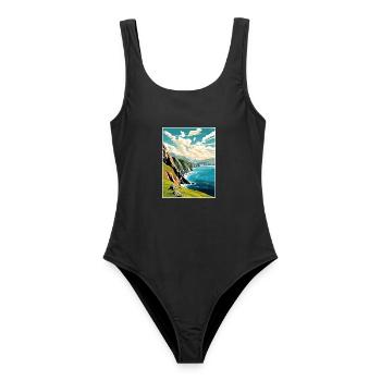 Slieve League Irland Vintage Reiseposter WPA - Frauen Badeanzug - Schwarz - Vorne - AI Model Female 172 light (172cm)