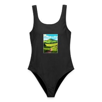 Duncryne Hill Stirling Vintage Reiseposter WPA - Frauen Badeanzug - Schwarz - Vorne - AI Model Female 172 light (172cm)