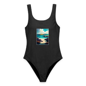 Scilly-Inseln Dekoration Vintage Reiseposter - Frauen Badeanzug - Schwarz - Vorne - AI Model Female 172 light (172cm)