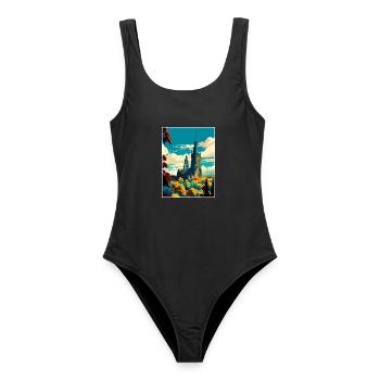 Kassel Deutschland Vintage Reiseposter WPA Souvenir - Frauen Badeanzug - Schwarz - Vorne - AI Model Female 172 light (172cm)