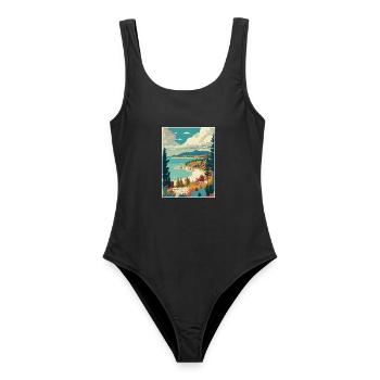 Leelanau Michigan Vintage Reiseposter Souvenir - Frauen Badeanzug - Schwarz - Vorne - AI Model Female 172 light (172cm)