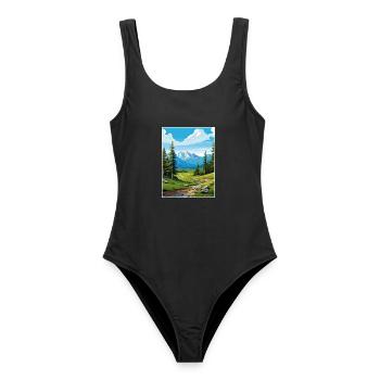 Sierra Nevada Nationalpark Vintage Reiseposter - Frauen Badeanzug - Schwarz - Vorne - AI Model Female 172 light (172cm)