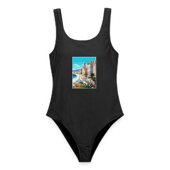 Nizza Francescape Vintage Reiseposter Souvenir - Frauen Badeanzug - Schwarz - Vorne - AI Model Female 172 light (172cm)