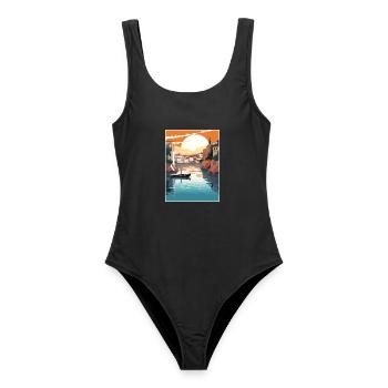 Kreta Griechenland Dekoration Vintage Reiseposter WPA - Frauen Badeanzug - Schwarz - Vorne - AI Model Female 172 light (172cm)