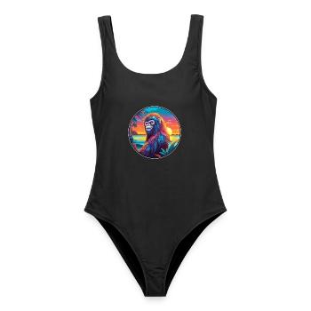 Yeti Buntes Aquarell Cartoon Kawaii Tier - Frauen Badeanzug - Schwarz - Vorne - AI Model Female 172 light (172cm)