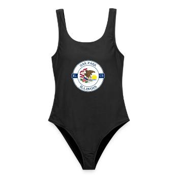 Oak Park Illinois Flagge USA Reise Souvenir Abzeichen - Frauen Badeanzug - Schwarz - Vorne - AI Model Female 172 light (172cm)