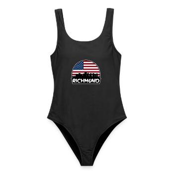 Richmond Virginia USA Flagge Skyline Silhouette Trav - Frauen Badeanzug - Schwarz - Vorne - AI Model Female 172 light (172cm)