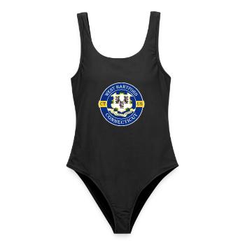 West Hartford Connecticut Flagge USA Reise Souvenir - Frauen Badeanzug - Schwarz - Vorne - AI Model Female 172 light (172cm)