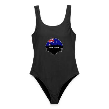 Gold Coast Australien Flagge Skyline Silhouette Trave - Frauen Badeanzug - Schwarz - Vorne - AI Model Female 172 light (172cm)