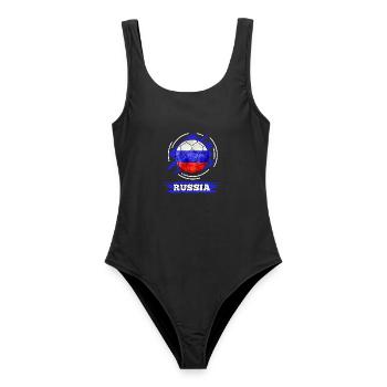 Russia Fußball - Ball in Russland Farben - Frauen Badeanzug - Schwarz - Vorne - AI Model Female 172 light (172cm)