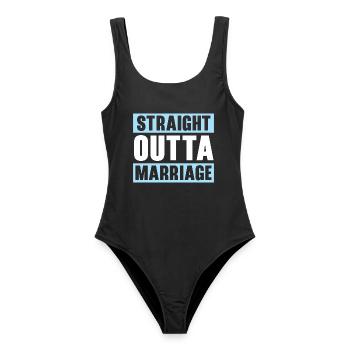Straight Outta Marriage Hochzeit Annullierung Sche - Frauen Badeanzug - Schwarz - Vorne - AI Model Female 172 light (172cm)