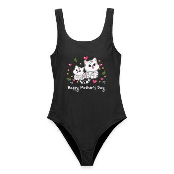 Tierische Mama-Katze zum Muttertag - Frauen Badeanzug - Schwarz - Vorne - AI Model Female 172 light (172cm)