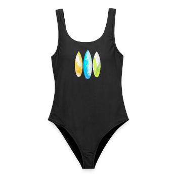 Vamos a la playa. - Frauen Badeanzug - Schwarz - Vorne - AI Model Female 172 light (172cm)