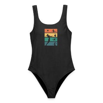 Volleyball Retro Vintage Volleyballer - Frauen Badeanzug - Schwarz - Vorne - AI Model Female 172 light (172cm)
