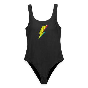 bolt of lightning 80s - Frauen Badeanzug - Schwarz - Vorne - AI Model Female 172 light (172cm)
