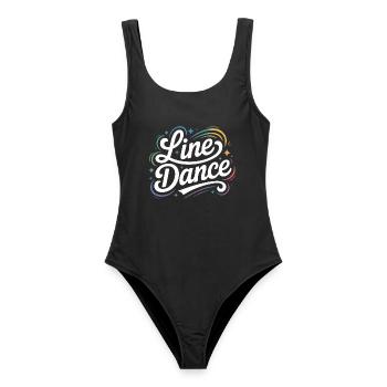 Line Dance mein Hobby - meine Passion - mein Ding - Frauen Badeanzug - Schwarz - Vorne - AI Model Female 172 light (172cm)