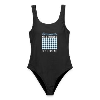 Diamantmalerei Handwerkszeug Diamantmaler - Frauen Badeanzug - Schwarz - Vorne - AI Model Female 172 light (172cm)