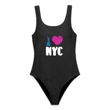 Ich liebe NYC New York City USA Amerika Reisen - Frauen Badeanzug - Schwarz - Vorne - AI Model Female 172 light (172cm)