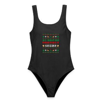Christmas BTC Investor Bitcoin - Frauen Badeanzug - Schwarz - Vorne - AI Model Female 172 light (172cm)