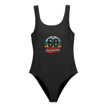 60 Years Of Being Awesome 1960 Vintage Retro - Frauen Badeanzug - Schwarz - Vorne - AI Model Female 172 light (172cm)