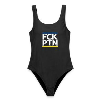 FCK PTN - Frauen Badeanzug - Schwarz - Vorne - AI Model Female 172 light (172cm)