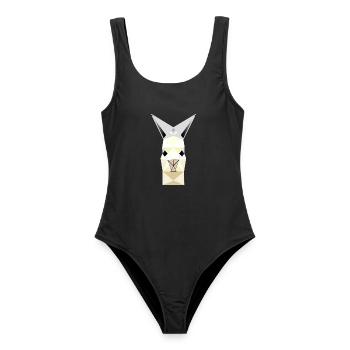 Lama N7T / Lama NFT Style / Neu - Frauen Badeanzug - Schwarz - Vorne - AI Model Female 172 light (172cm)