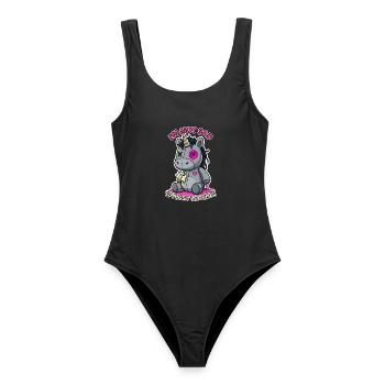 Einhorn Shirt Pastel Goth Creepy Cute Emo - Frauen Badeanzug - Schwarz - Vorne - AI Model Female 172 light (172cm)