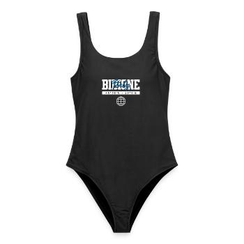 Bibione Italien Koordinaten Reise Souvenir - Frauen Badeanzug - Schwarz - Vorne - AI Model Female 172 light (172cm)