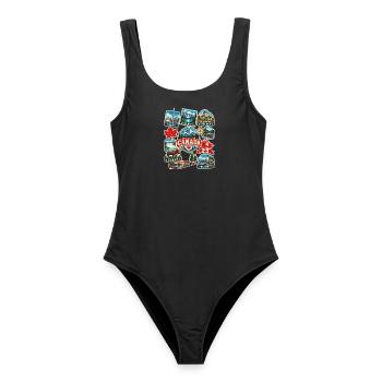 Kanada Reisesticker - Frauen Badeanzug - Schwarz - Vorne - AI Model Female 172 light (172cm)